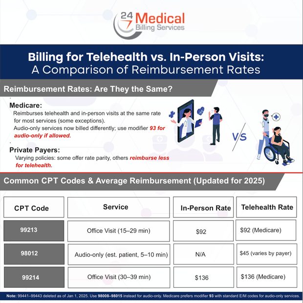 Billing for Telehealth vs. In-Person Visits: A Comparison of Reimbursement Rates