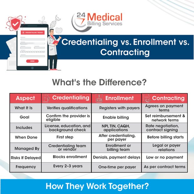 Credentialing vs. Enrollment vs. Contracting: What’s the Difference?